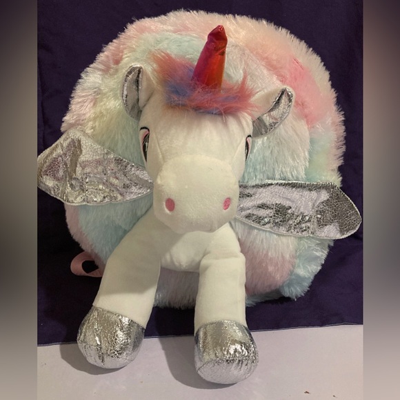 Kawaii Fuzzy Unicorn Mini Backpack - Picture 2 of 5